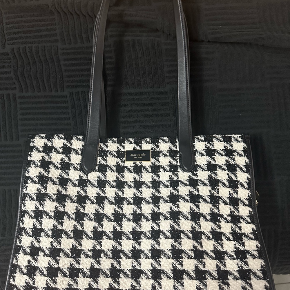 Kate Spade Houndstooth Black and White Tote